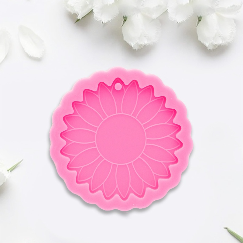 SIY  Super Glossy Sun Flower Keychain Epoxy Resin Mold Keyring Casting Silicone Mould DIY Crafts Jewelry Pendant Making Tools