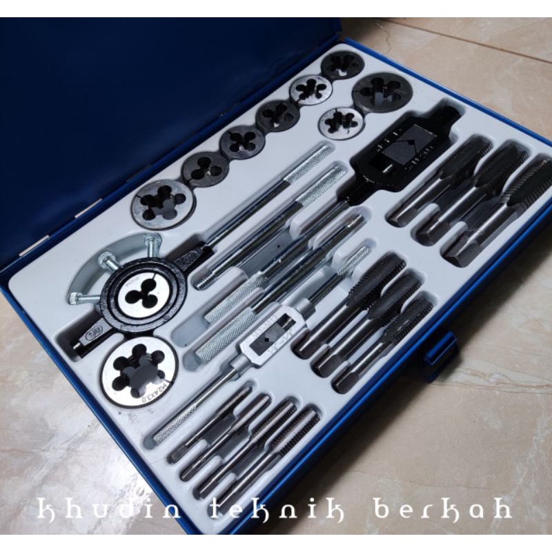 Alat Senai Tap Ulir Drat Mur Set 25 Pcs Tap And Die Set 6-24 mm