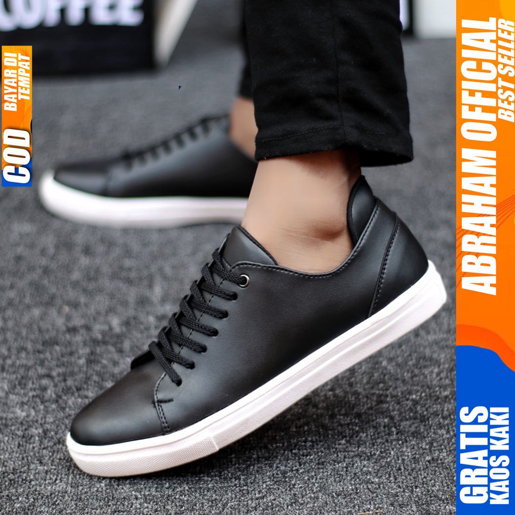 Abraham Troy - Sepatu Casual Sneakers Pria Kerja Santai Hitam