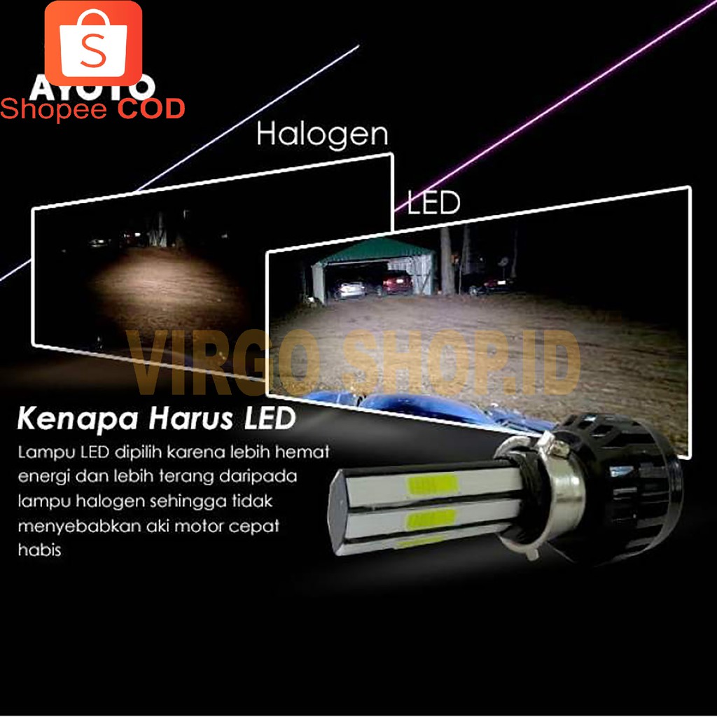 Lampu led motor bebek / matic 6 sisi Ayoto 30w + 30w M6A AC DC