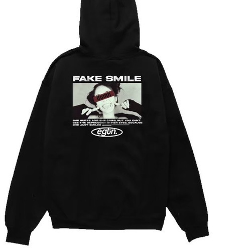 Jaket Hoodie Fake Smile Black Eighty nine original Simple Keren Kekinian