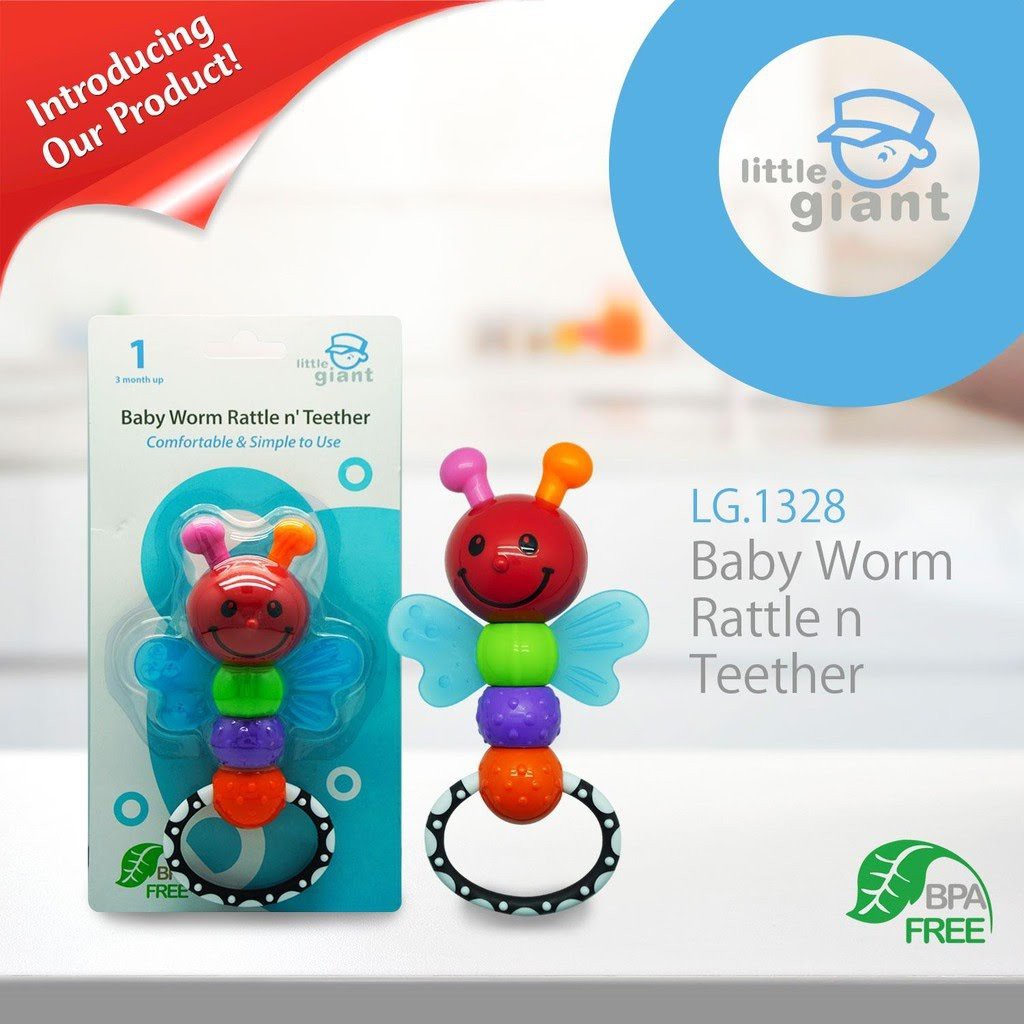 Little Giant LG 1328 Baby Worm Rattle and Teether Mainan Bayi