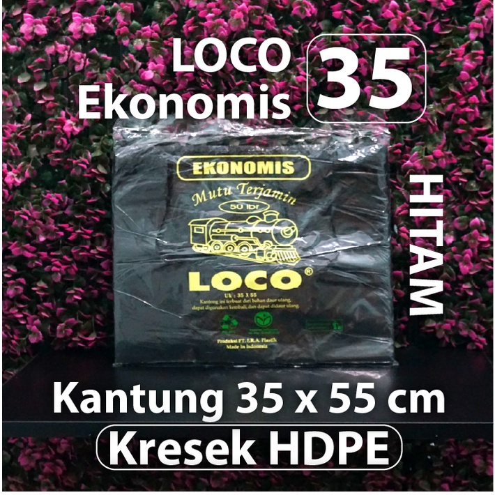 (Depok) Kantong Kresek Hitam LOCO Ekonomis 35 - HDPE Tenteng