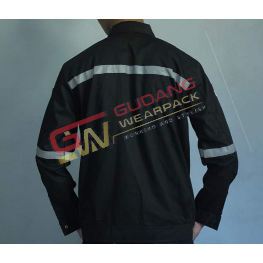 Wearpack ATASAN Baju Kerja Seragam Proyek Warna Hitam Polos