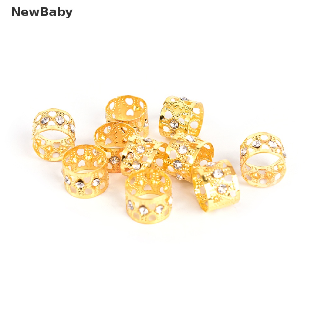 Newbaby 10Pcs Cincin Rambut Kepanggimbal Hias Berlian Imitasi Untuk Wanita