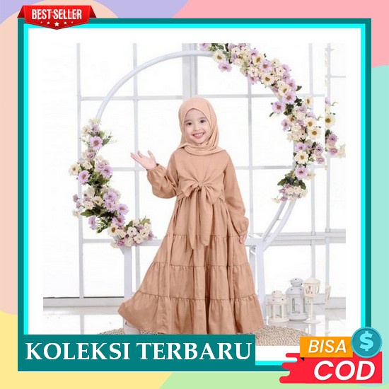Gamis Anak Perempuan Terbaru Kekinian Zeta Kids 4 5 Tahun Tanpa Kerudung Matt Katun Rayon Baju Anak 