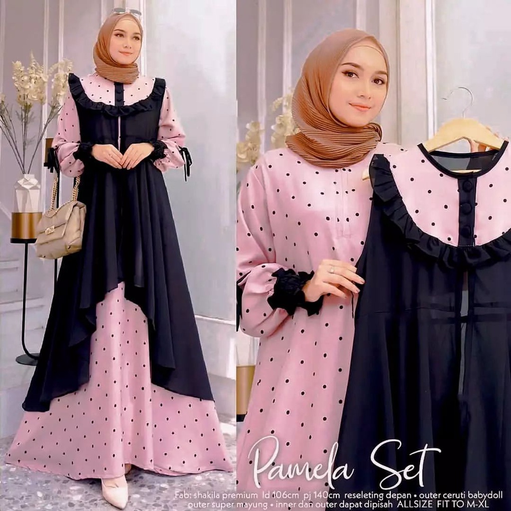 DRESS MUSLIM, baju wanita, baju gamis, dress, gamis, Baju gamis, fashion wanita, Pamela Set B