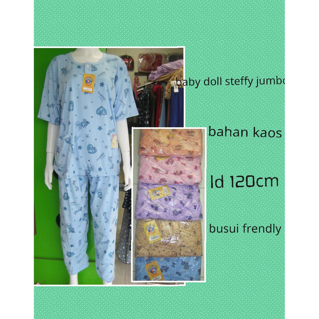Baby doll CP jumbo   baju tidur big size busui kancing depan    setelan dewasa   piyama wanita jumb