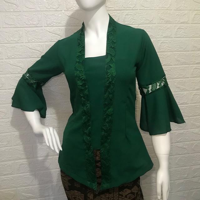 [COD] Kebaya bali semiperancis mix chifon seruti lengan lonceng / kebaya / kebaya kombinasi / kebaya-Botol