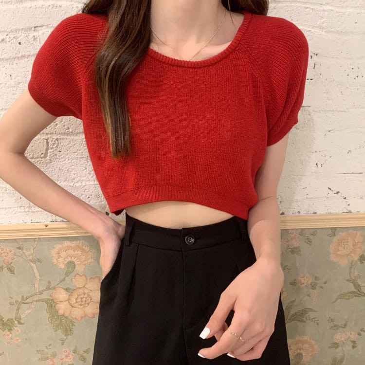 Terbaru Low Crop Oneck RIB / Atasan Crop Top Wanita Korean Style