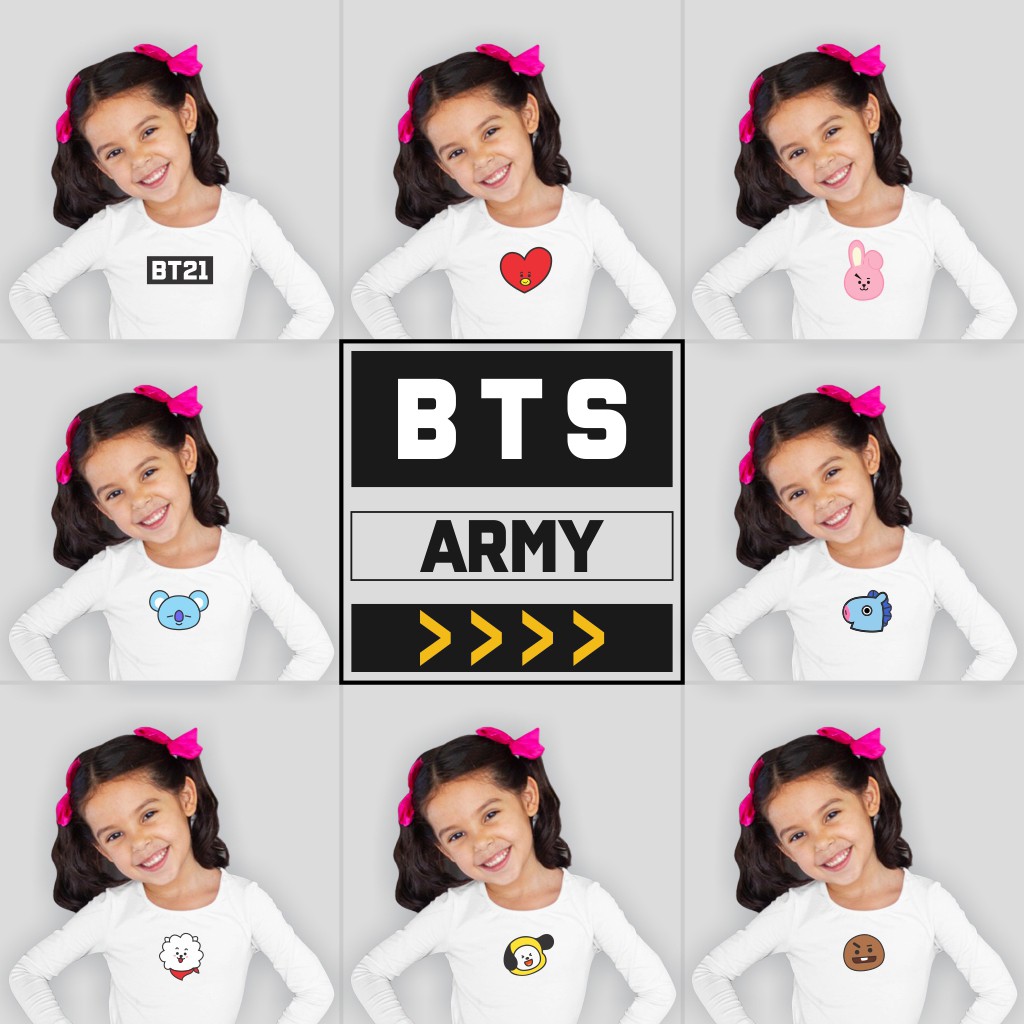 [BT21 ANAK] [LENGAN PANJANG] BAJU KAOS ANAK BT21 - BTS ARMY
