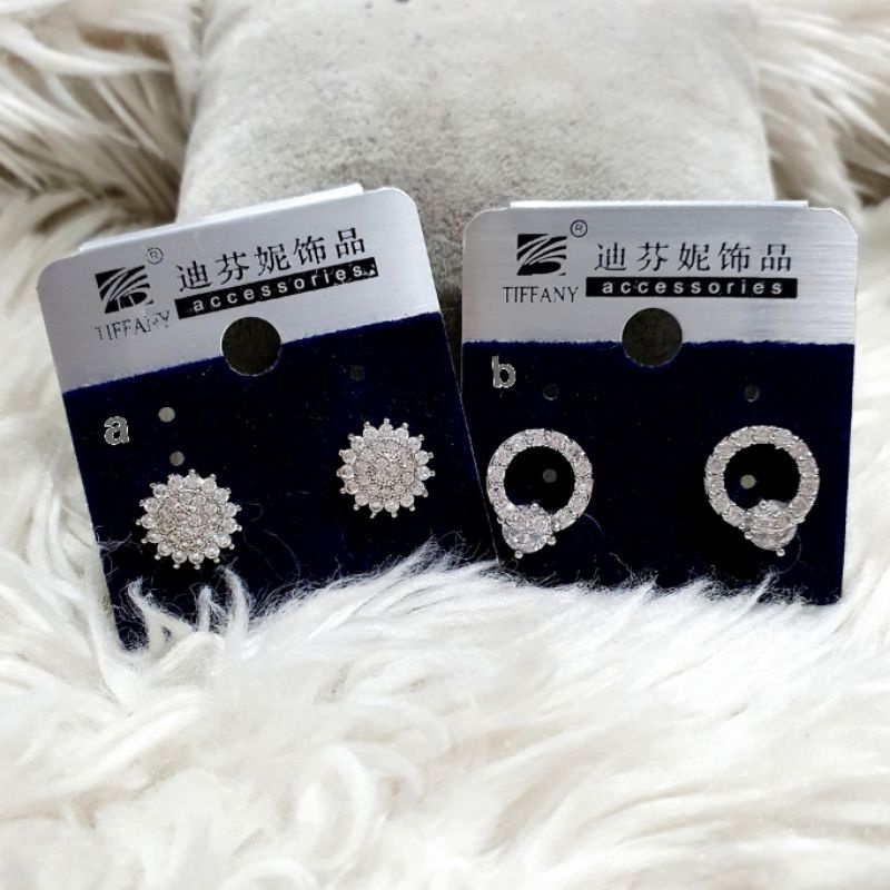 Anting Silver925 Full mata anting silver925 perak Anti Karat anti alergi anting premium berlian kilap N-80