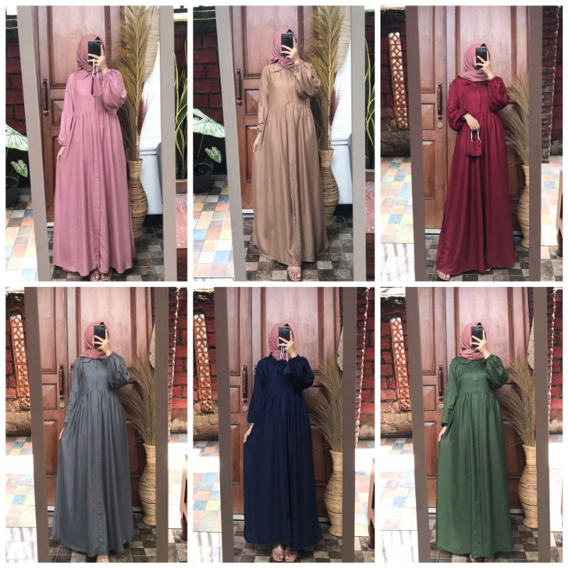 Gamis Rayon Viscose Motif Polos, Dress Rayon Viscose,Busui Friendly