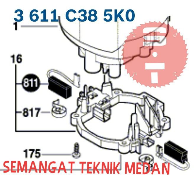 CB GSH500 CARBON BRUSH BOSTEL ARANG SEPUL BOR DEMOLITION GSH500 BOSCH