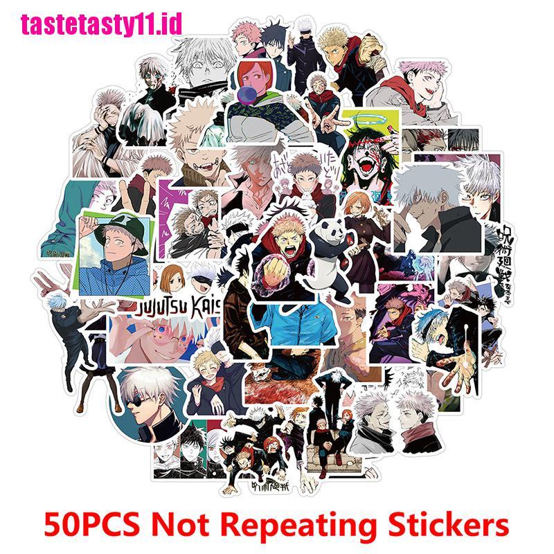 50 Pcs Stiker Desain Anime Jujutsu Kaisen Untuk Gitar / Laptop / Koper