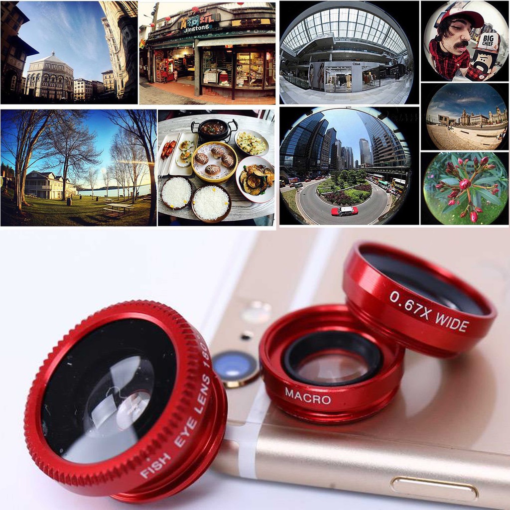 UNIVERSAL CLIP LENS FISH EYE MACRO WIDE KLIP LENSA 3 IN 1 SMARTPHONE