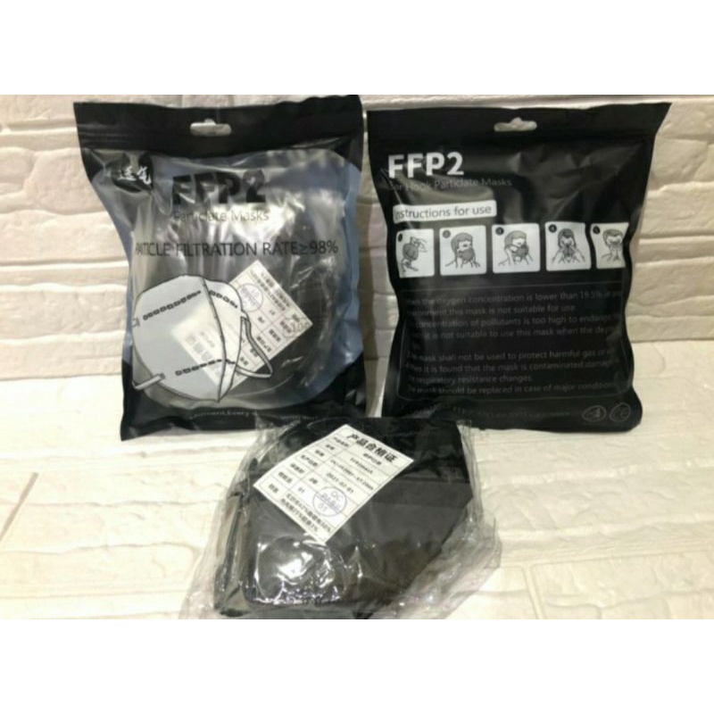MASKER KN95 FFP2 HITAM 1BOX ISI 10PC