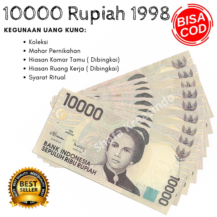 Uang asli Uang Kuno Uang mahar Uang kertas uang langka Uang kuno rupiah Uang kertas 10.000 1998