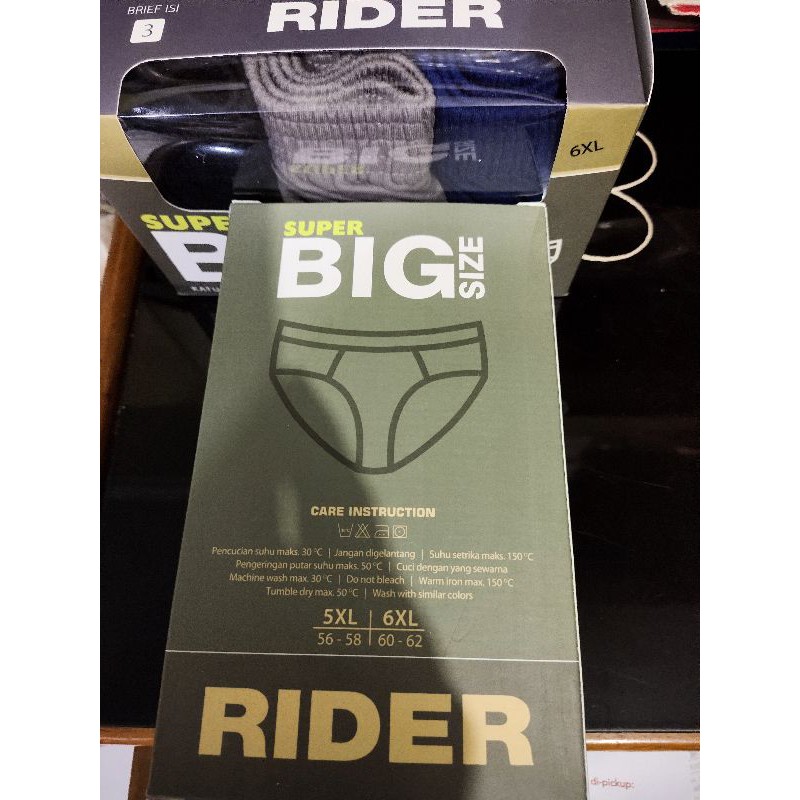 CELANA DALAM PRIA RIDER 326 BIG SIZE + 1 MASKER BAGUS CD PRIA RIDER JUMBO 2XL- 3XL -4XL -5XL -=6XL, 1 PACK ISI 3 PCS