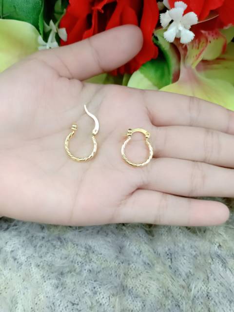 Anting xuping bulat kecil lapis emas 24k (A-B)