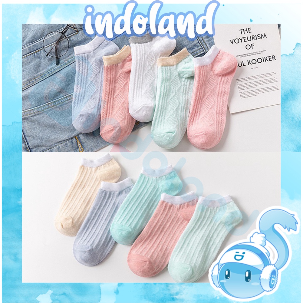 ☀ INDOLAND ☀ Kaos Kaki Wanita Motif Polos Style Fashion Korea Women Sock Import Murah KK011