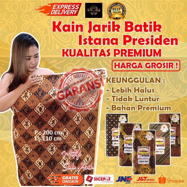 Kain Batik Jarik batik  PREMIUM jarik batik unggul jaya prodo solo Motif SIDOASIH Bahan Halus Adem N