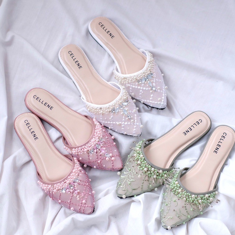 CELLENE beads bassic flat shoes / wedding shoes payet selop