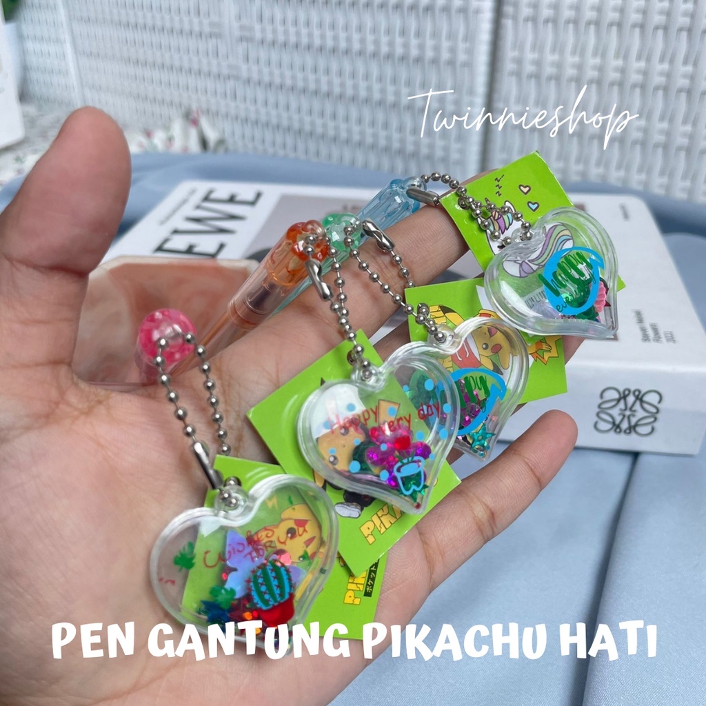 PULPEN GANTUNGAN BUKU UNICORN DAN PIKACHU HATI BOLPEN PENA GROSIR UNIK KARAKTER