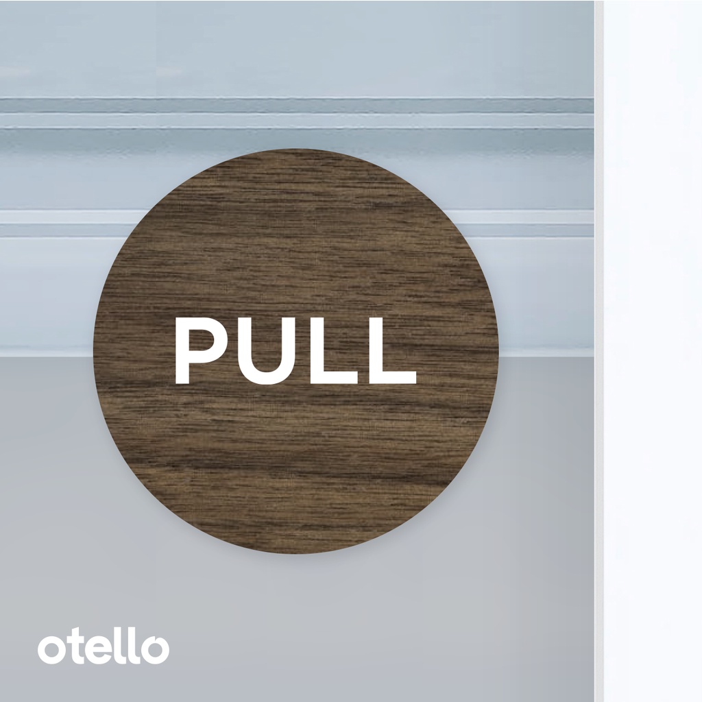 Acrylic Sign Push Pull Bulat Minimalist Signage Board Label Akrilik Pintu Tempel Sticker Pintu Kafe Restoran Kantor Gedung