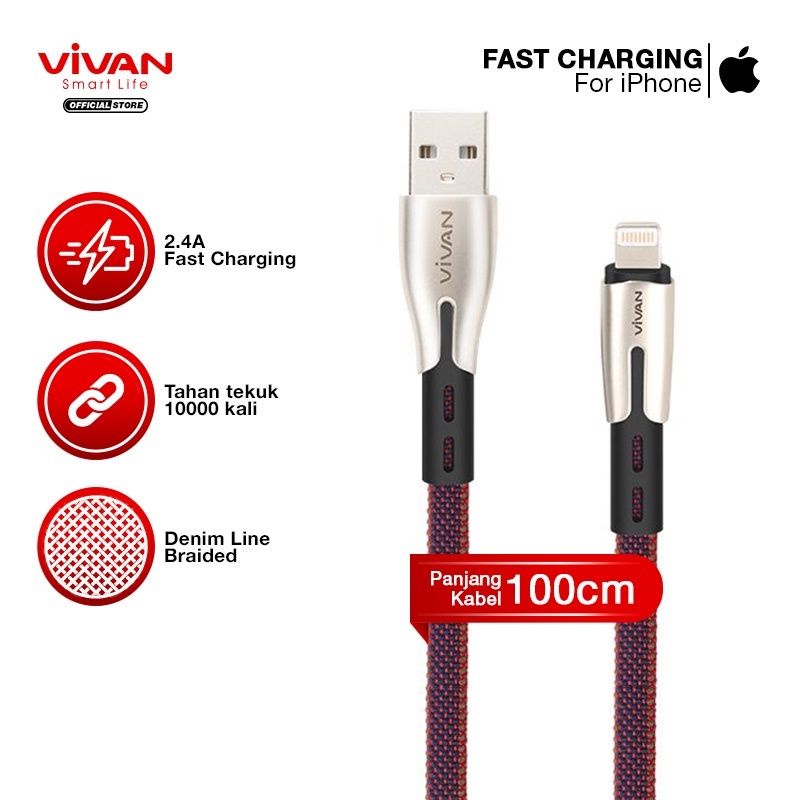 SEN VIVAN Kabel Lightning BTK-L Fast Charging Original 2.4A - 100CM