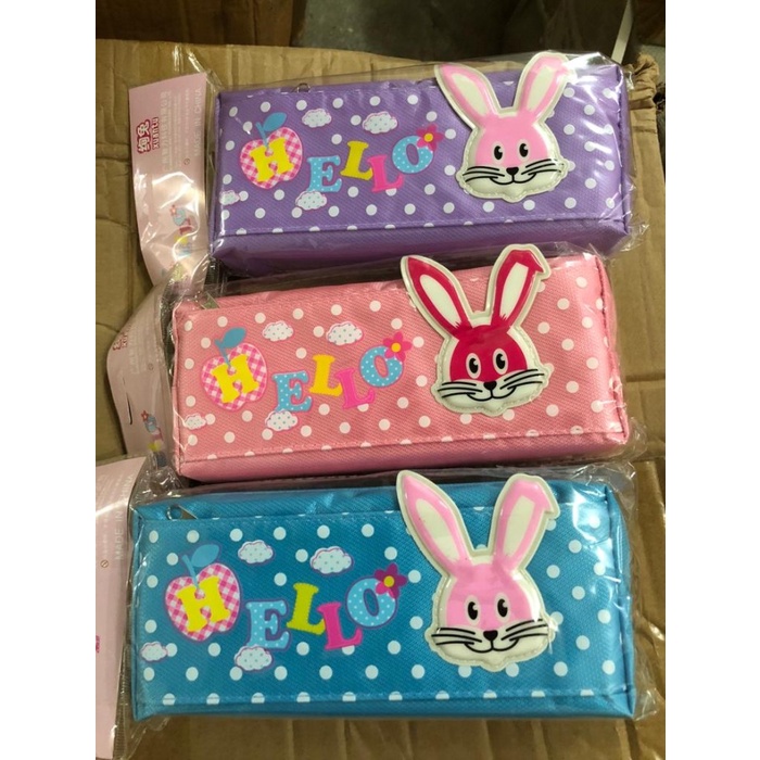 

Pencil case kain sleting 2 motif hello bunny atau kelinci satuan