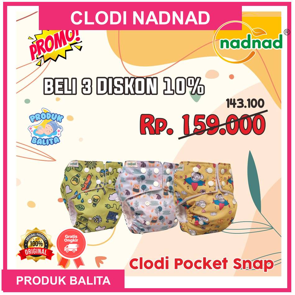 Grosir Popok Kain Cuci Ulang Clodi Pocket Snab Nadnad By Sakina BB 3-15KG