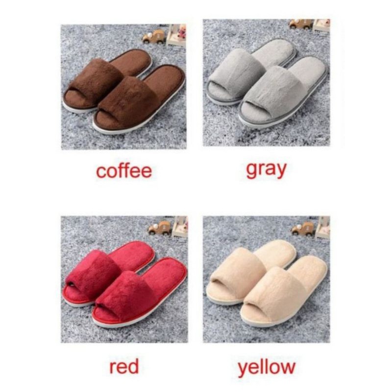 SANDAL HOTEL/ SANDAL RUMAH /SANDAL INDOOR BAHAN RASFUR EMPUK RED WHITE GRAY YELLOW COFFEE