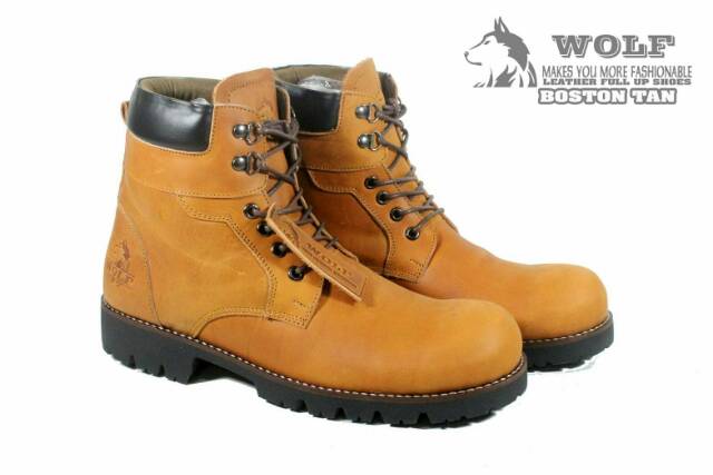 ( GARANSI TERMURAH)  SEPATU SAFETYBOOTS KULIT WOLF BOSTON ORIGINAL