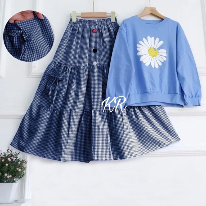 SET ROK SENJA KID ANAK KOTAK, BABYTERRY KATUN, SETELAN, 4 UKURAN