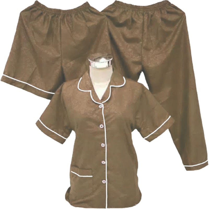 ISANNY PIYAMA SET 3IN1 SIZE.XL/PIYAMA SATIN EMBOS 3 IN 1/WARNA TERBANYAK/READY STOK/REAL PICT-COKSU TUA