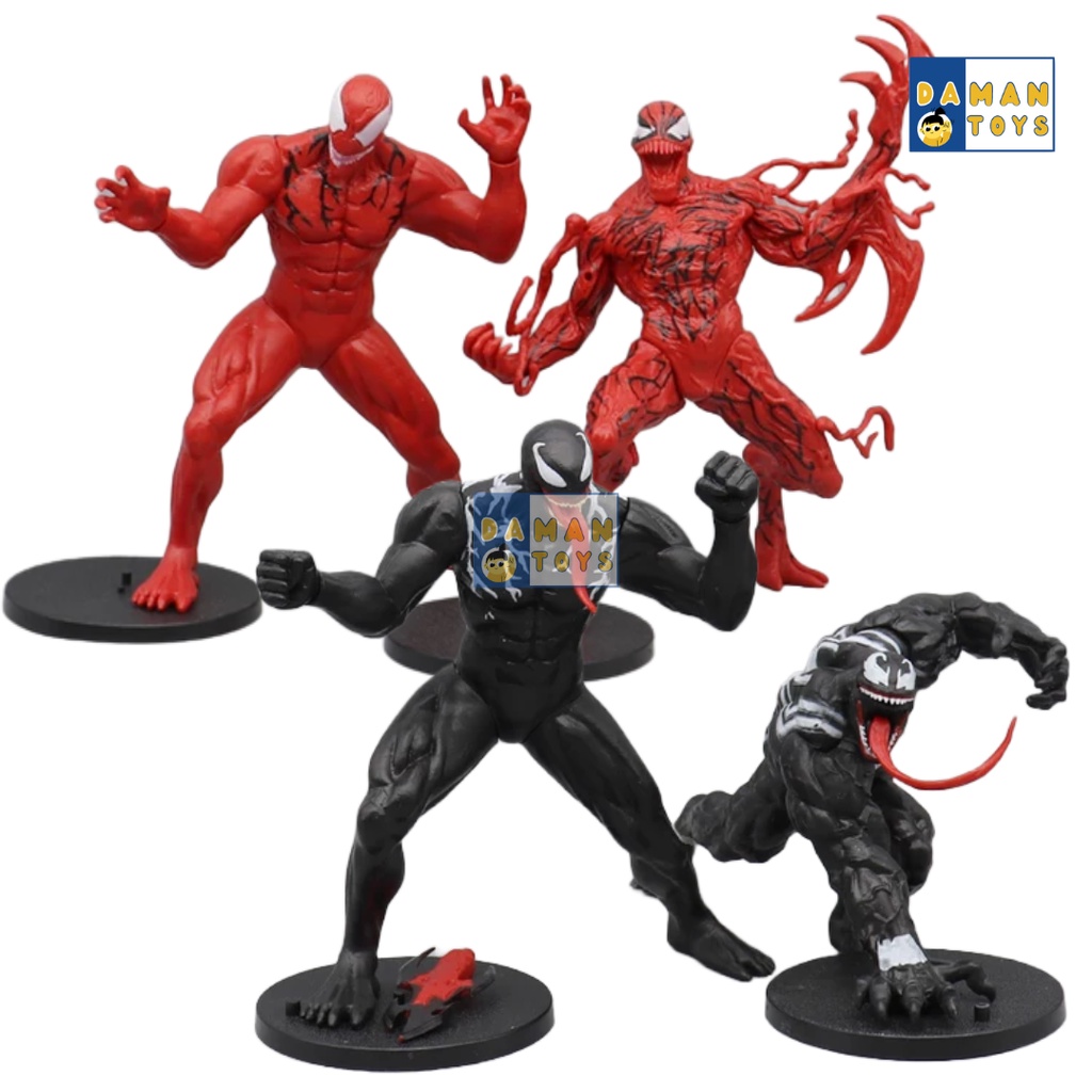 Mainan Figure Marvel Venom vs Carnage Figur Set 4 Pajangan Koleksi Patung