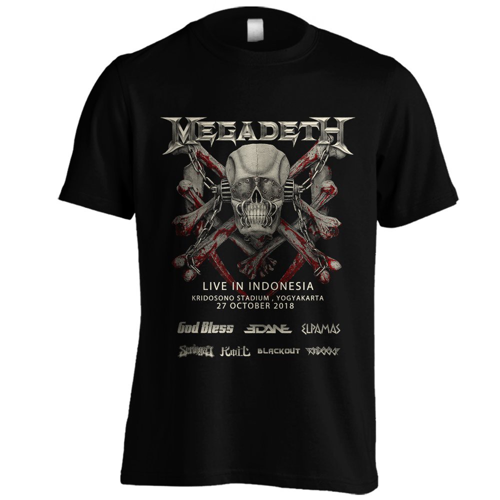 Kaos baju distro MEGADETH LIVE IN INDONESIA musik rock metal jadul hitam S - XXL