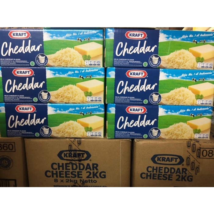 

Keju- Keju Kraft Cheddar Kemasan 2Kg -Keju.