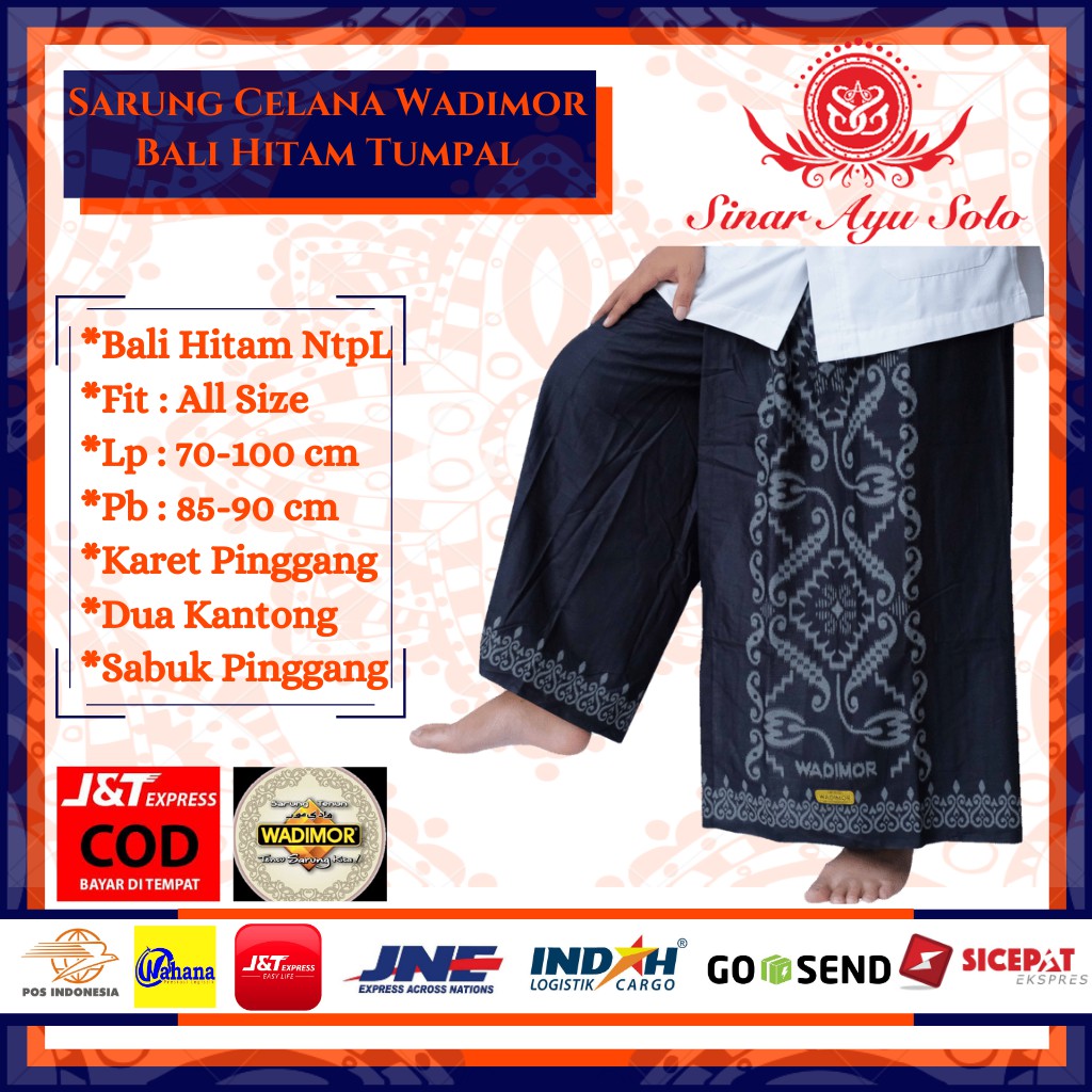 Sarung celana  WADIMOR Batik Motif Kembang Hitam  Merah  