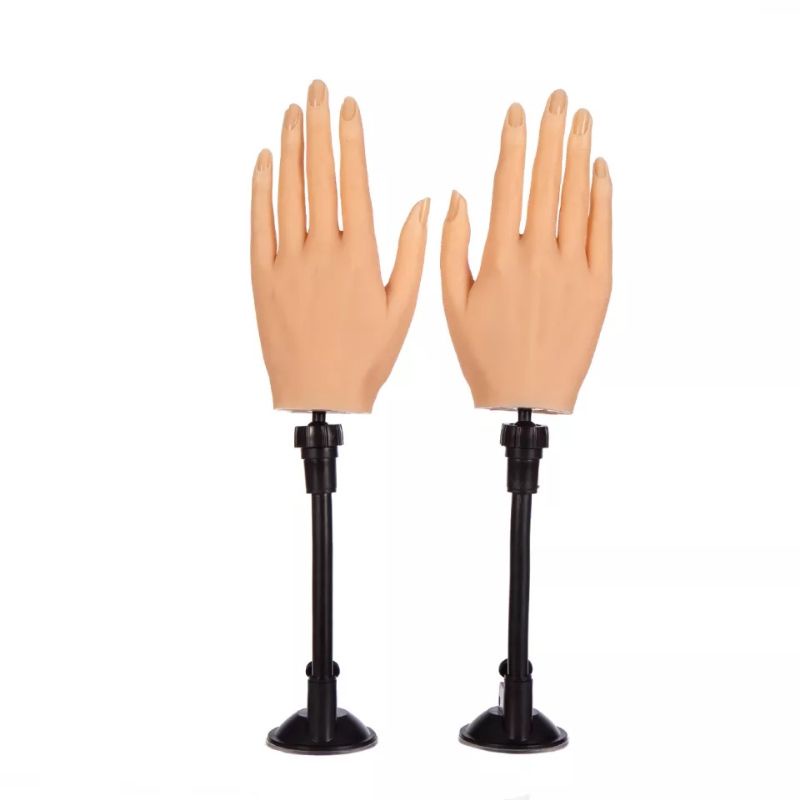 Tangan Silikon Silicon Latihan Kuku Palsu Photo Props Nail Art Manekin Tangan Alat Peraga Cincin Tan