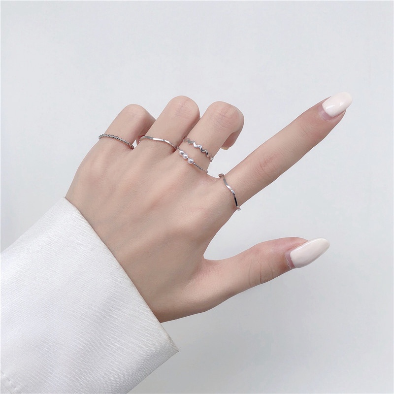 5pcs / Set Cincin Lapis Emas / Silver Gaya Korea