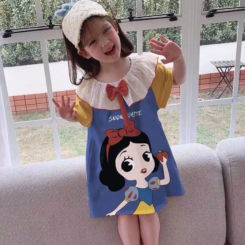 Daster/Piyama dress Princess Anak Perempuan Impor Moitf princess Frozen Elsa Snow White