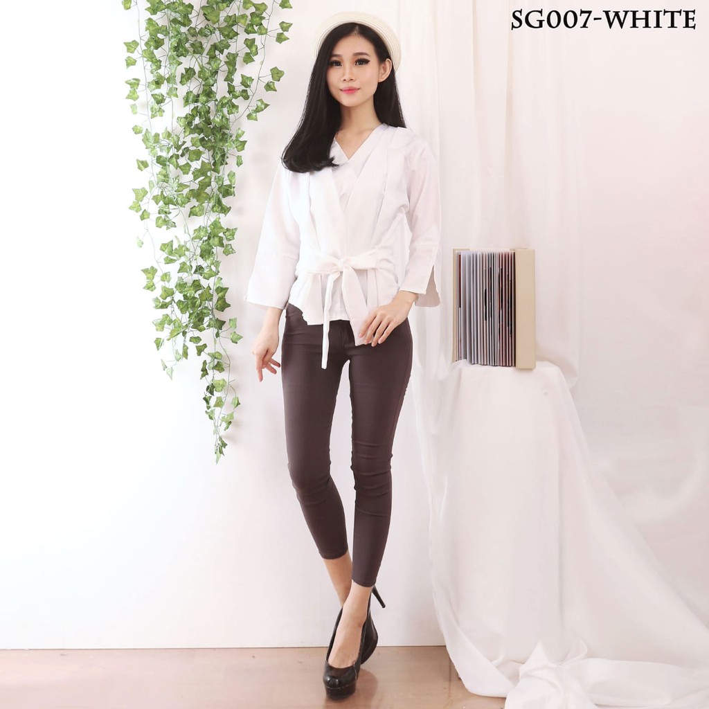 Baju wanita blouse wanita katun balotelly putih sg007