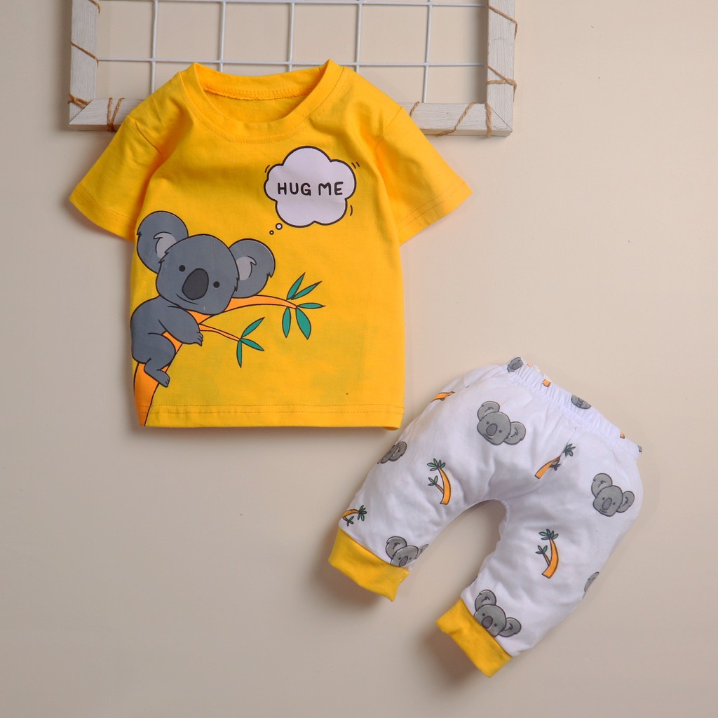 Nuna Store Motif Hug Me / Setelan Baju Bayi / Anak Bayi Laki-laki Usia 6 Bulan - 3 Tahun Baju Setelan Anak