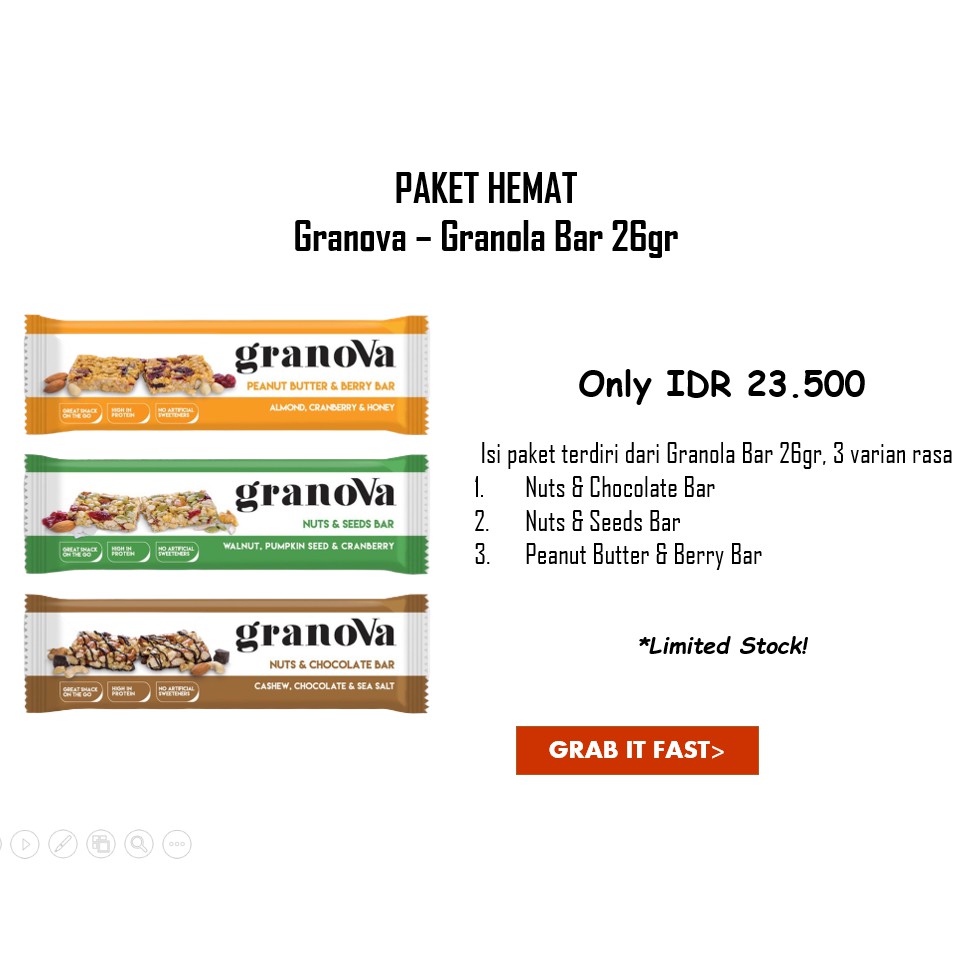 

Bundling Hemat - Granova - Granola Bar 26gr - Healty Snack - Cemilan Sehat - Diet