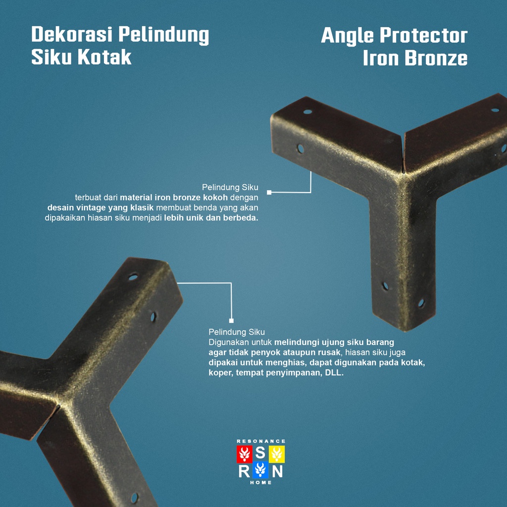 Siku Hiasan Dekorasi Pelindung Sudut Kotak Kayu Antik 33mm / Angle Protector Resonance Home