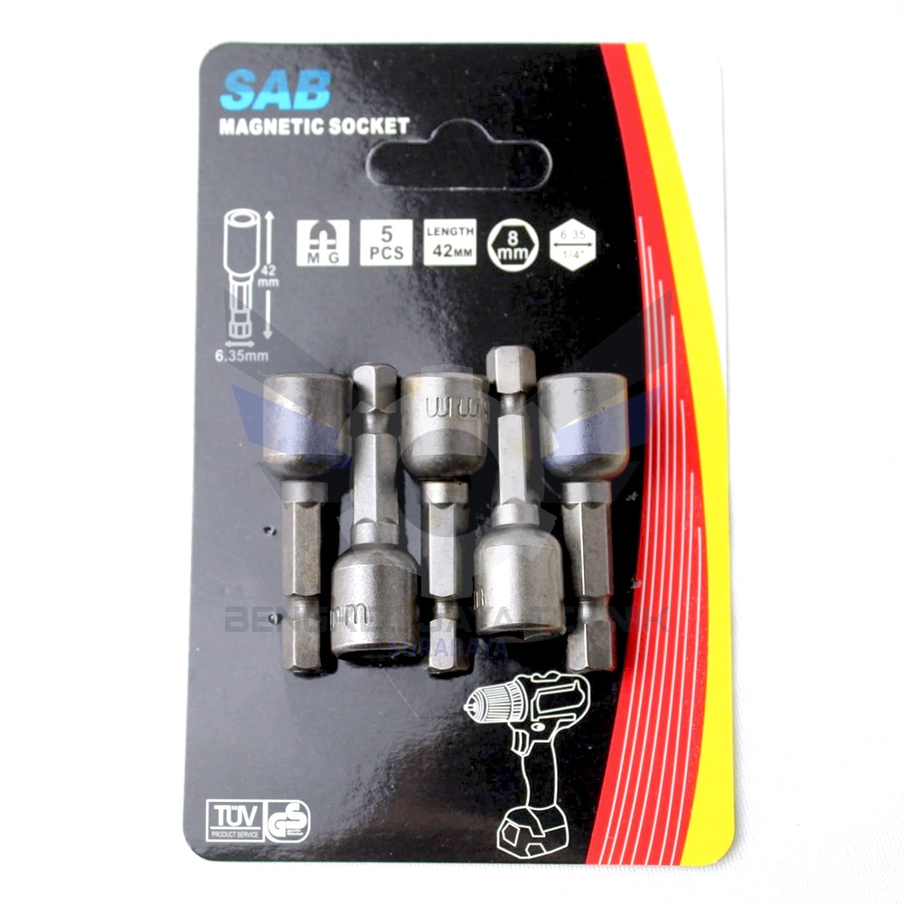 Mata Bor Baut Roofing / Magnetic Socket/ Kunci Drilling 8x42mm SAB/ 8x45mm / 8x65mm