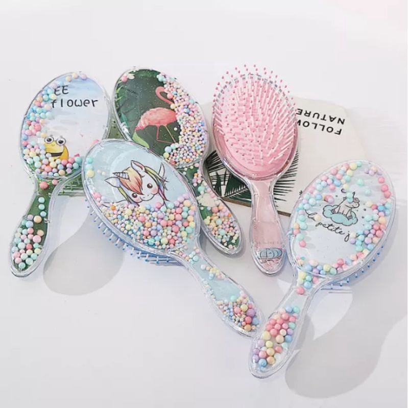 Sisir Anak Karakter Anti Kusut Premium Motif Glitter - Sisir Kesehatan - Detangling Hair brush