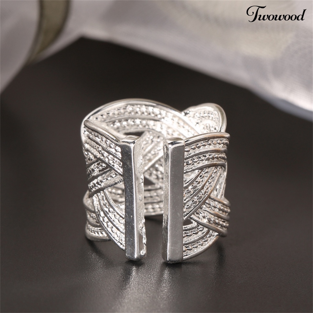 Cincin Model Terbuka Bahan 925 Silver Plated Gaya Etnik Untuk Wanita